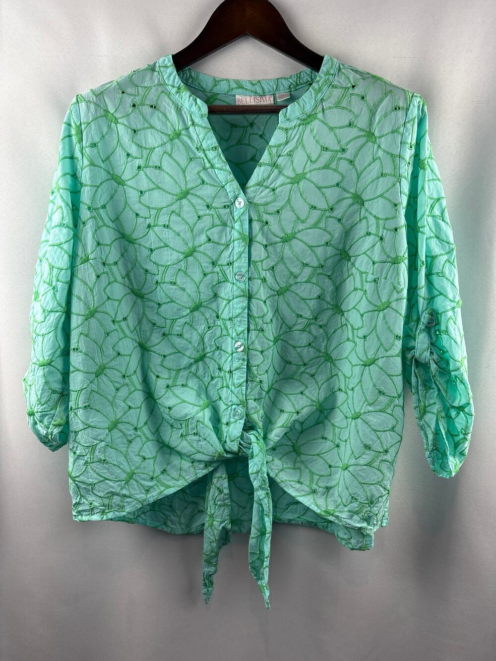 Women’s Bellisima XL Aqua w/ Green Florals Blouse